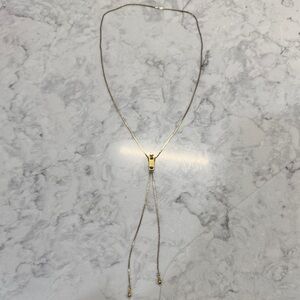 VINTAGE Gold Zipper Necklace - Adjustable Chain